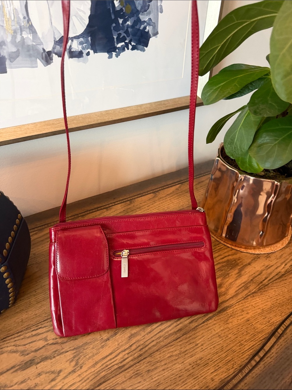 HOBO Red Leather Crossbody Bag